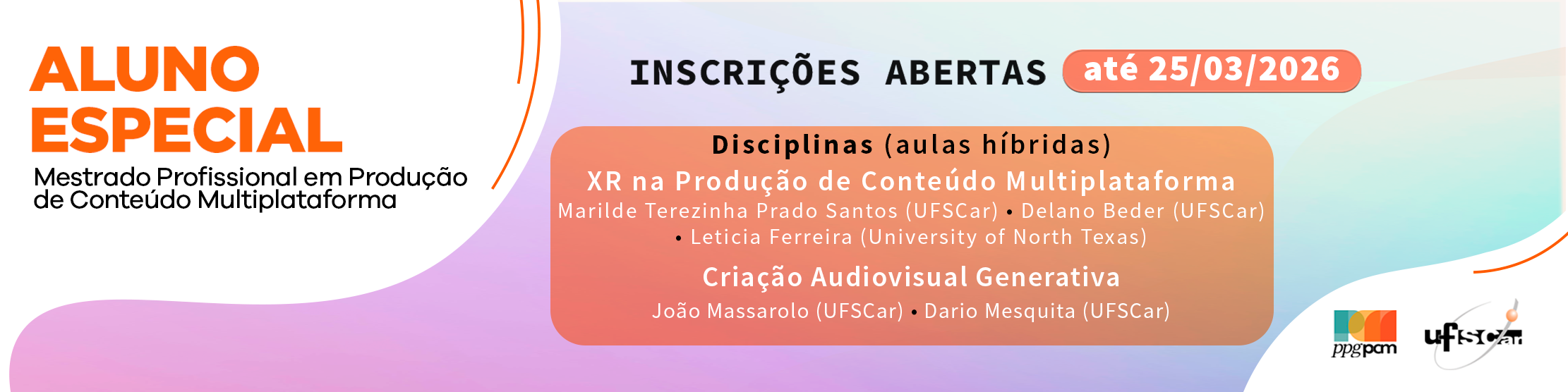 Inscrições para Aluno Especial PPGPCM 2026